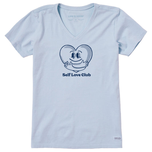 Women's Self Love Club Heart Short Sleeve Crusher Vee