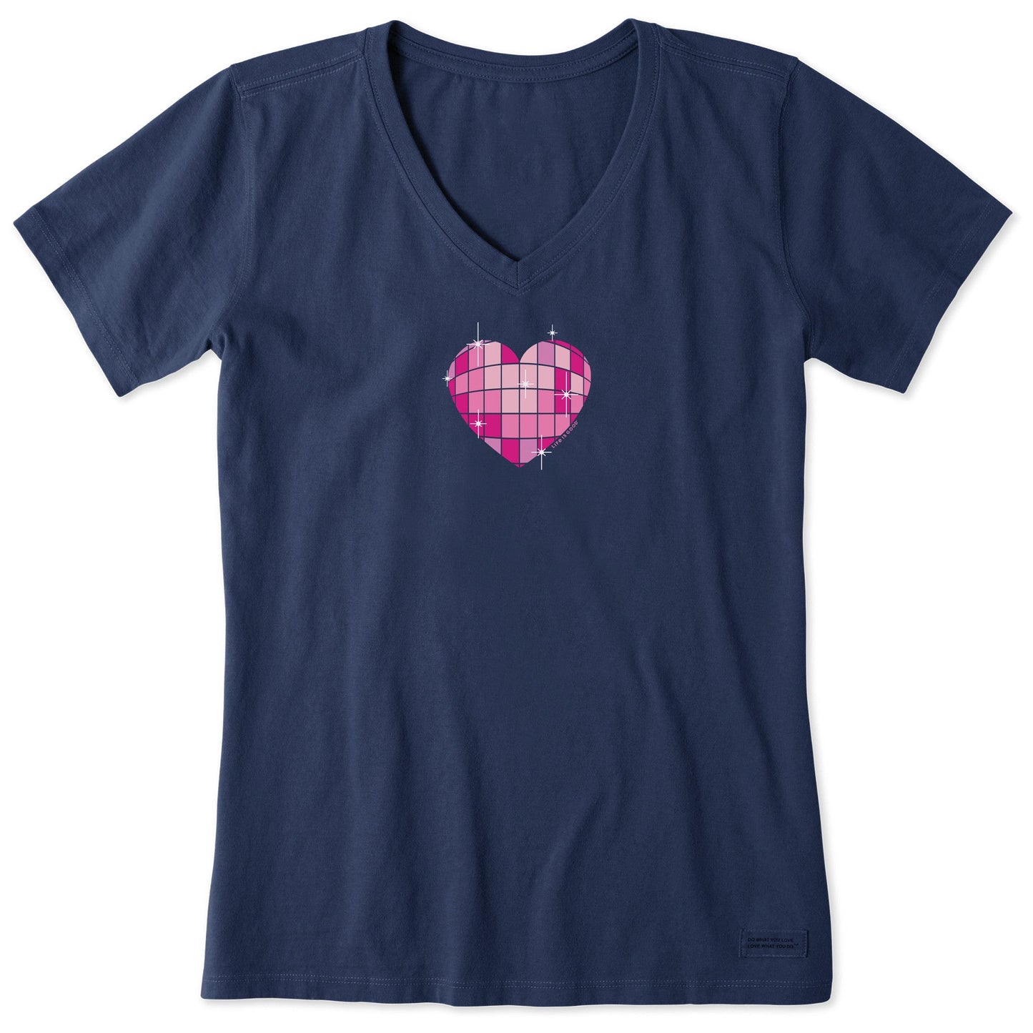 Women's Disco Heart Short Sleeve Vee
