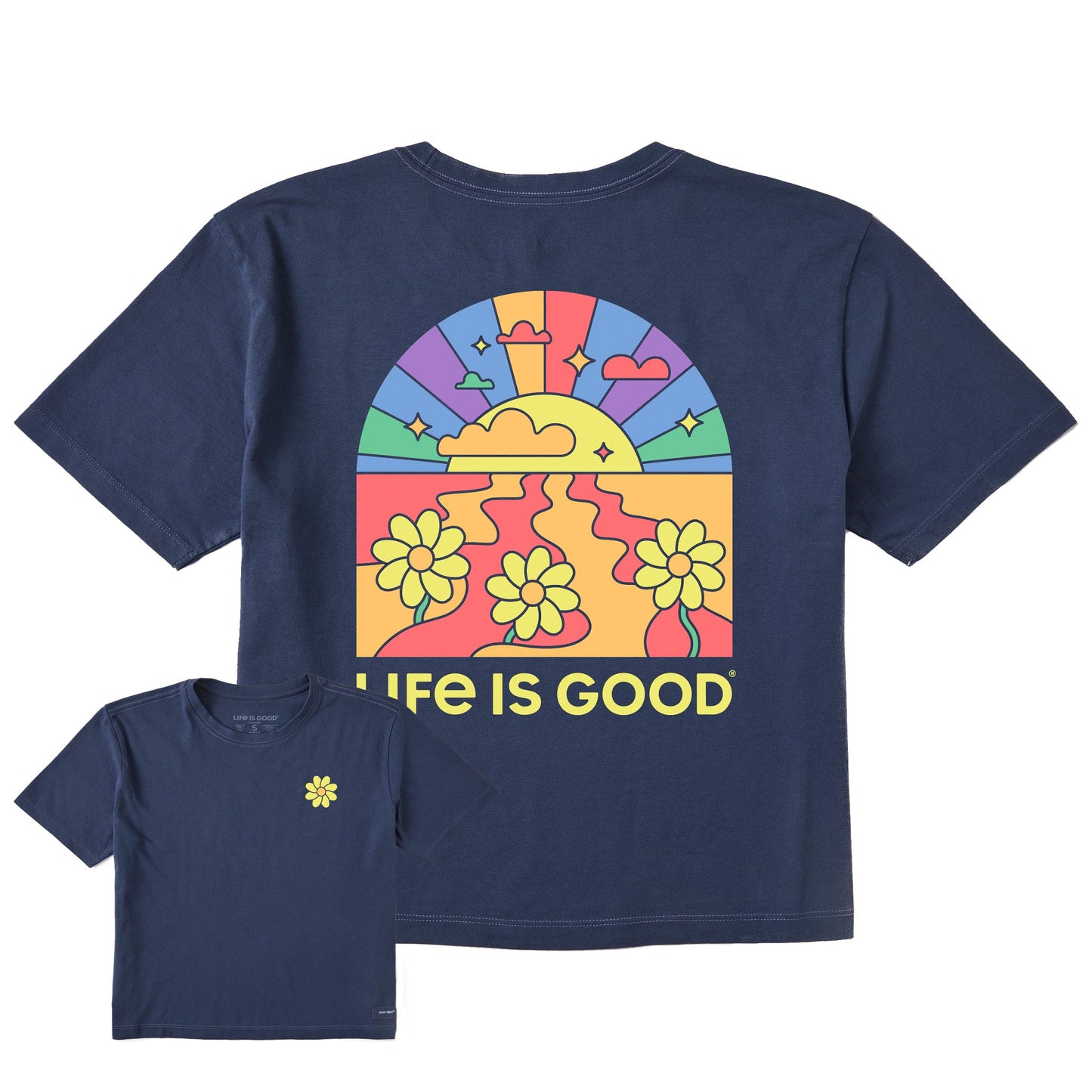 Women's Pride Floral Sunset Short Sleeve Crusher Boxy Tee