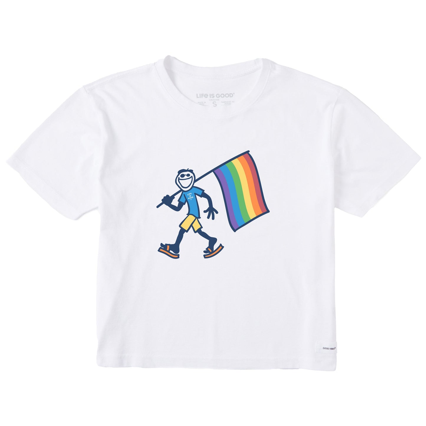 Women's Jake Carrying Pride Flag Short Sleeve Crusher Boxy Tee