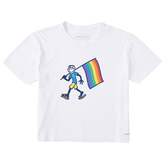 Women's Jake Carrying Pride Flag Short Sleeve Crusher Boxy Tee