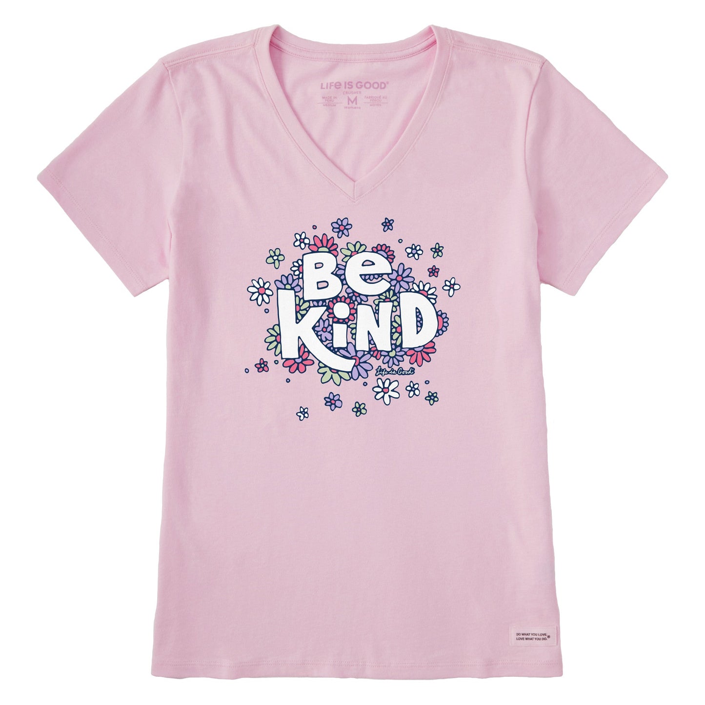 Women's Be Kind Flower Lines Short Sleeve Vee