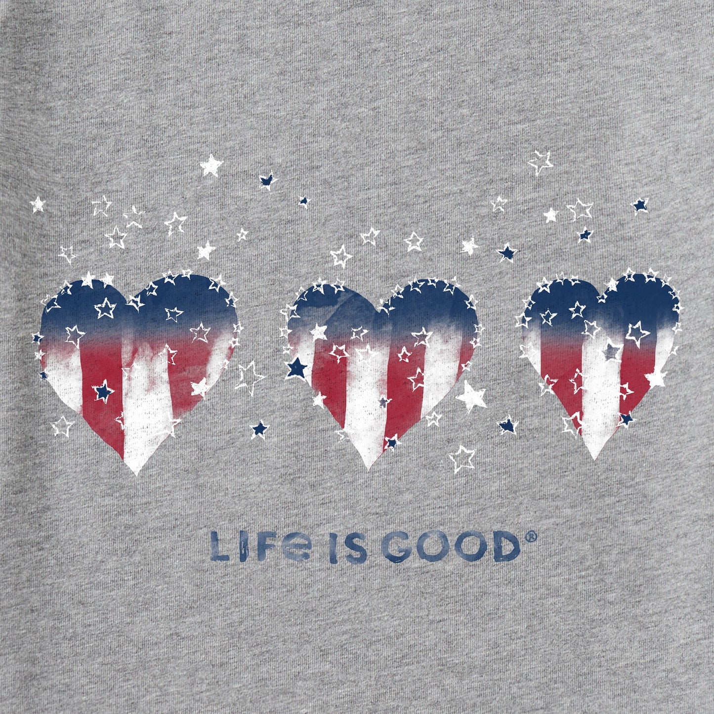 Women's Americana Hearts Stars and Stripes Short Sleeve Crusher Vee