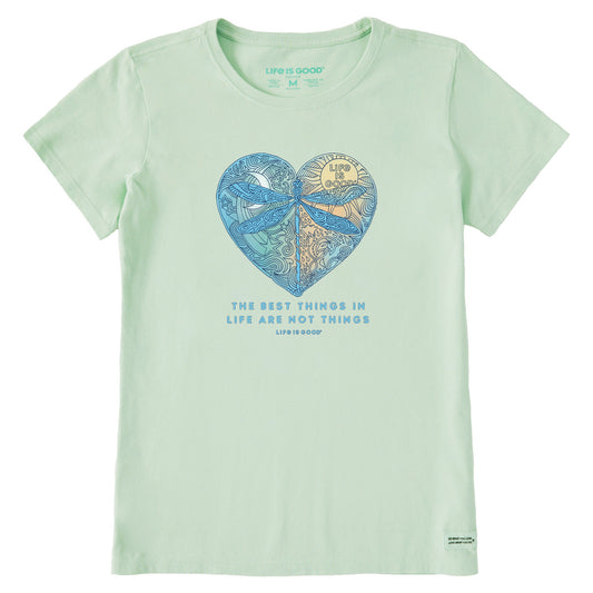 Women's Best Things Dragonfly Heart Short Sleeve Crusher Tee