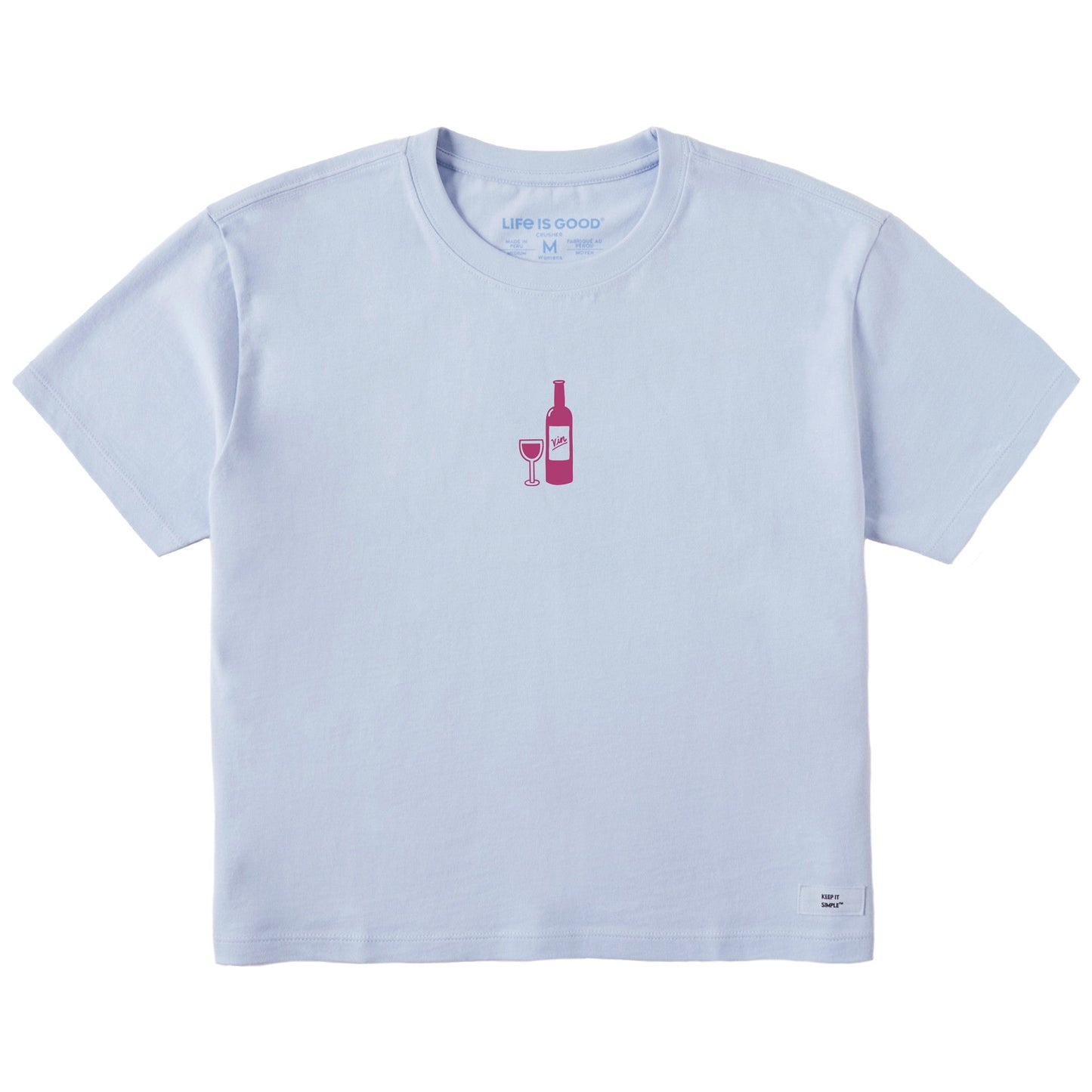 Women's Wine with Glass Short Sleeve Crusher Boxy Tee