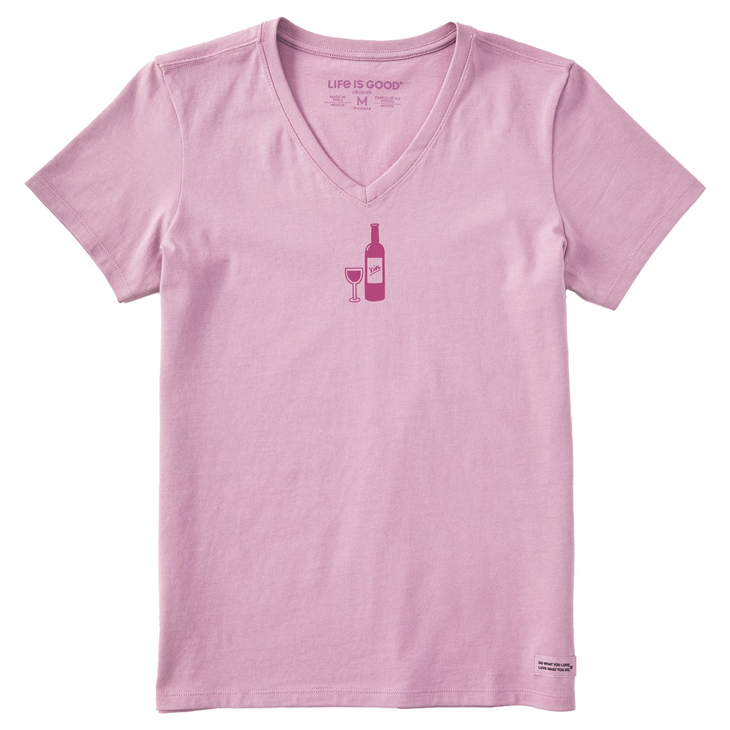 Women's Wine with Glass Short Sleeve Crusher Vee