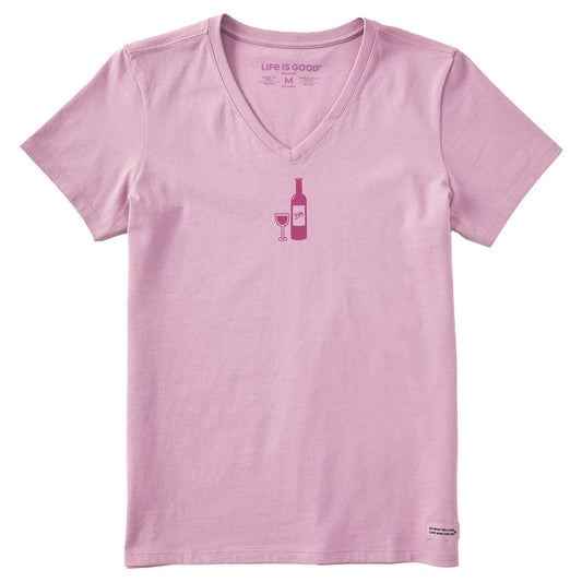 Women's Wine with Glass Short Sleeve Crusher Vee