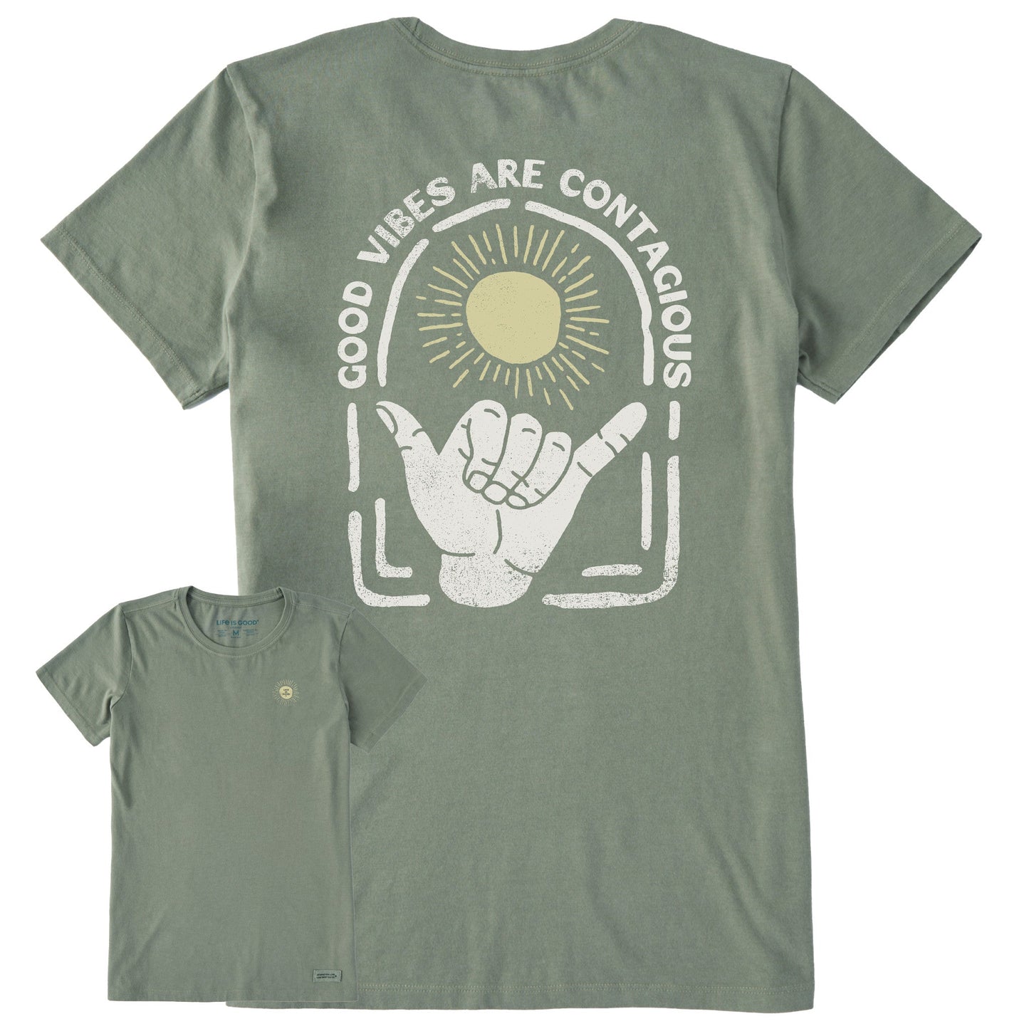 Women's Good Vibes are Contagious Hang Loose Short Sleeve Crusher Tee