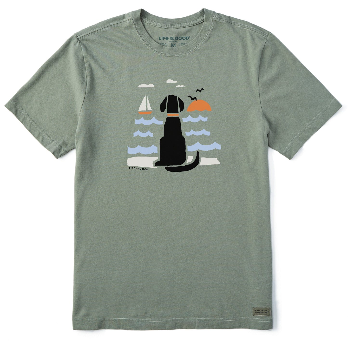 Men's Chillin' Dog @ the Beach Short Sleeve Crusher Tee