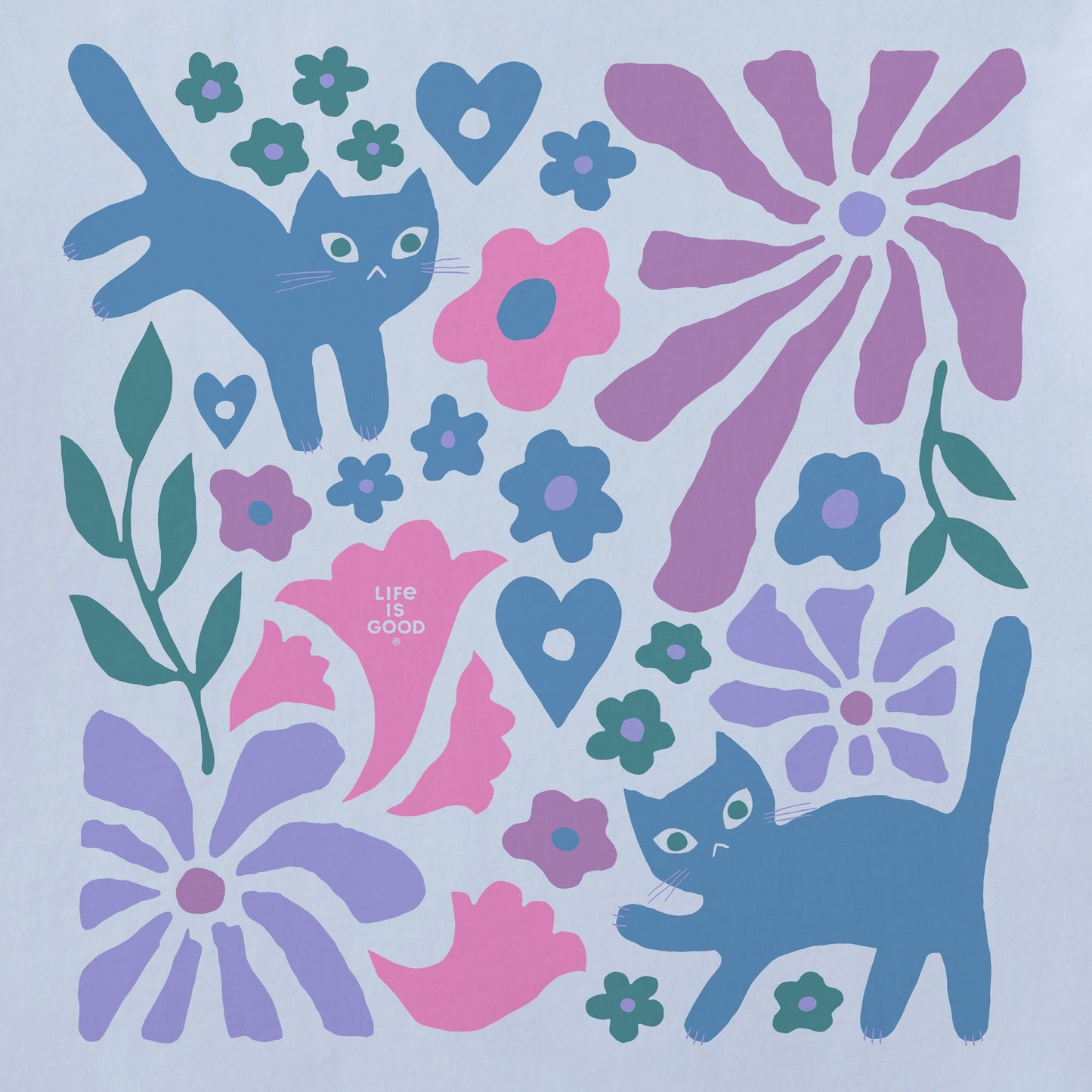 Women's Cats in Flower Field Short Sleeve Crusher Boxy Tee