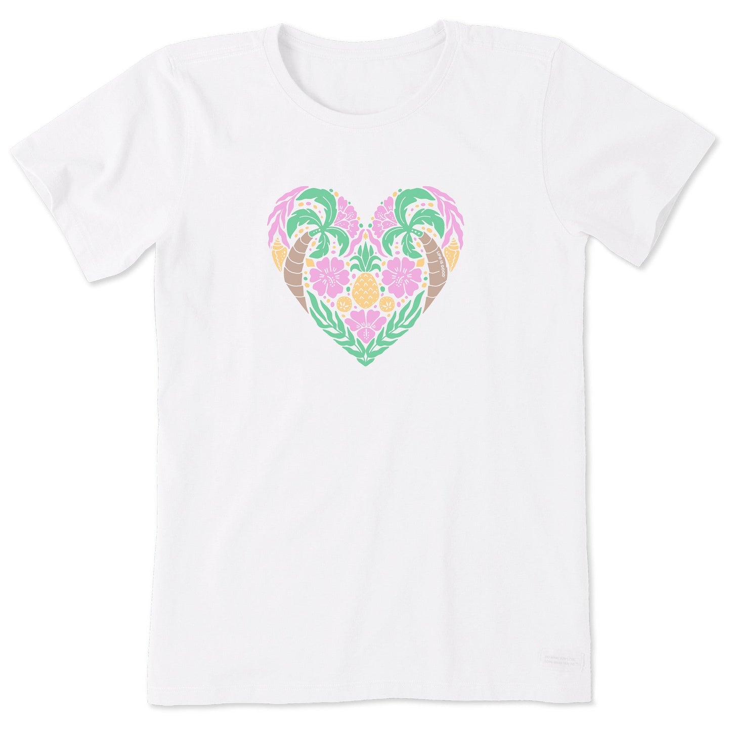 Women's Beach Design Heart Short Sleeve Crusher Tee