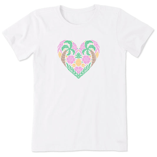 Women's Beach Design Heart Short Sleeve Crusher Tee