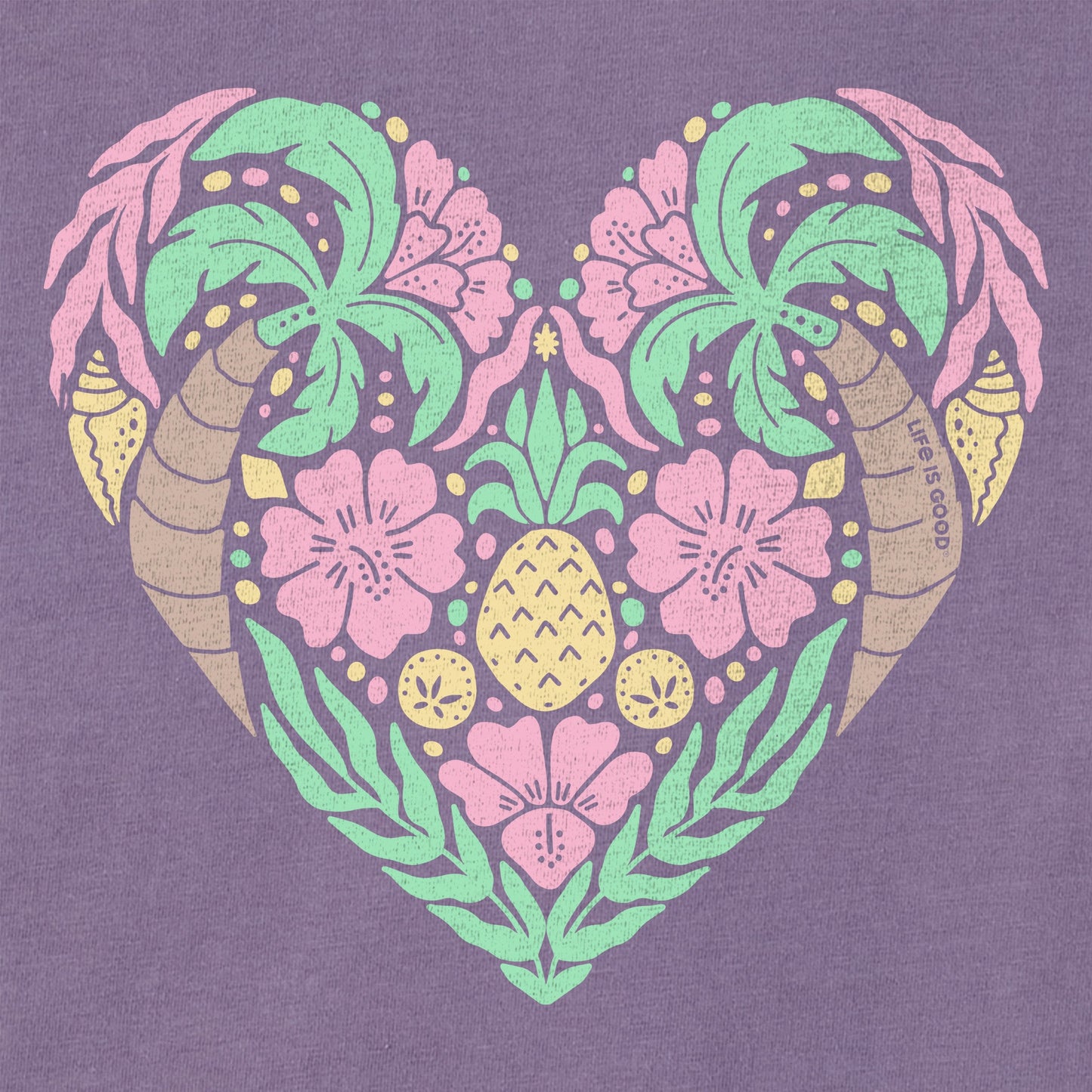 Women's Beach Design Heart Short Sleeve Crusher Tee