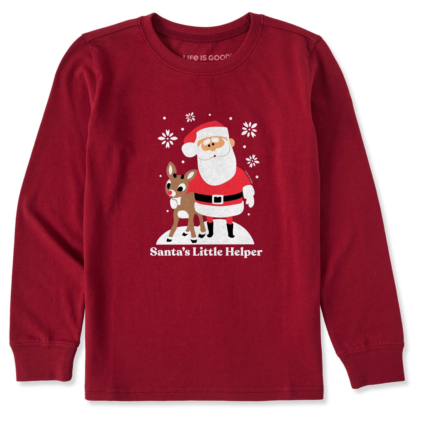 Kids Santa's Little Helper Rudolph Long Sleeve Crusher Tee