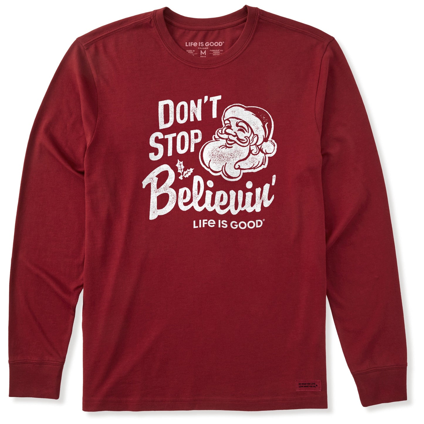 Men's Santa Don't Stop Believin Long Sleeve Crusher Tee