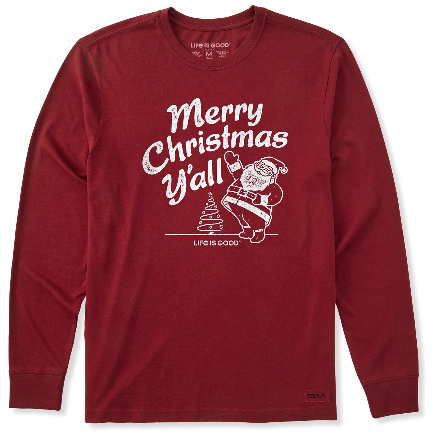 Men's Santa Merry Christmas Y'all Long Sleeve Crusher Tee