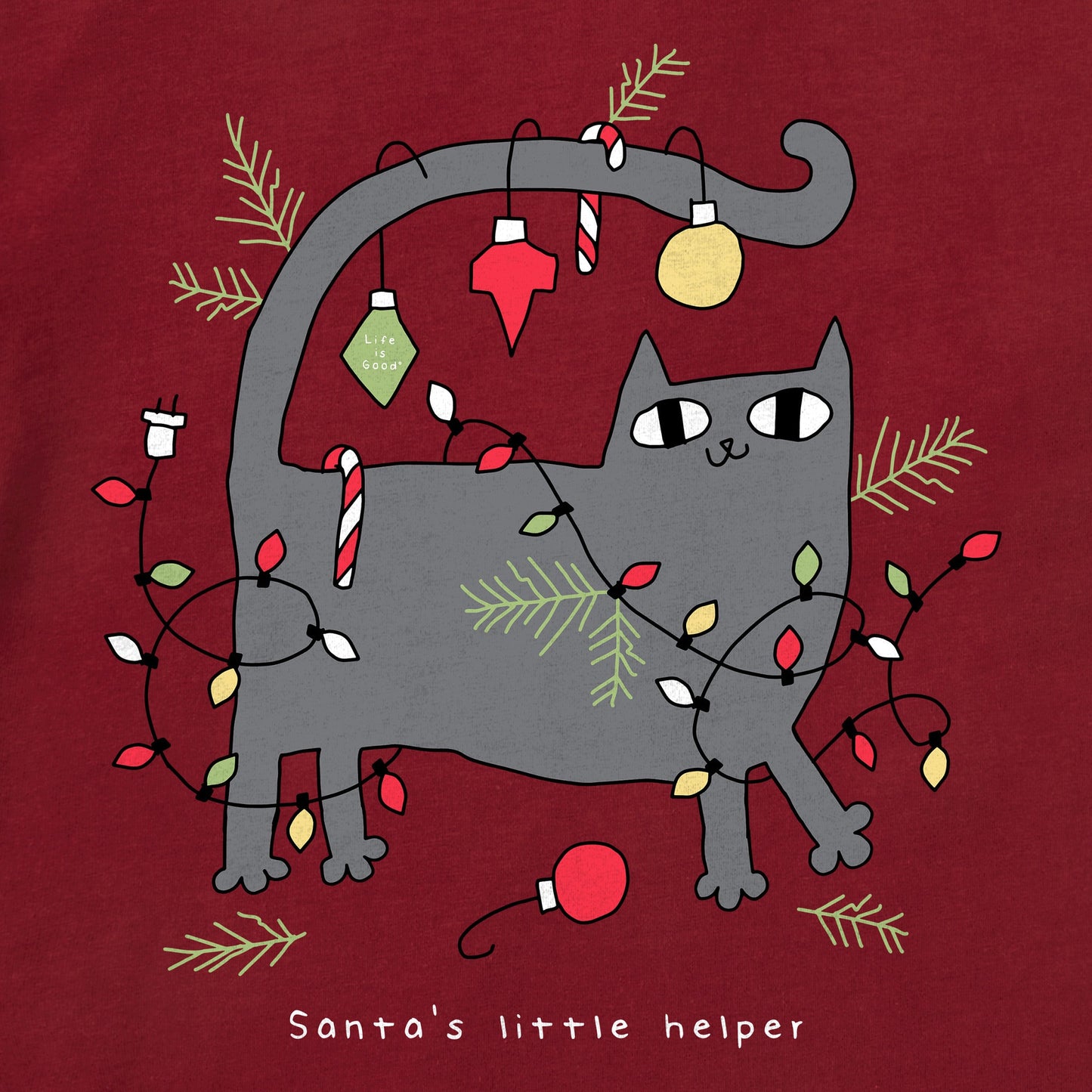 Women's Christmas Cat Long Sleeve Crusher Tee