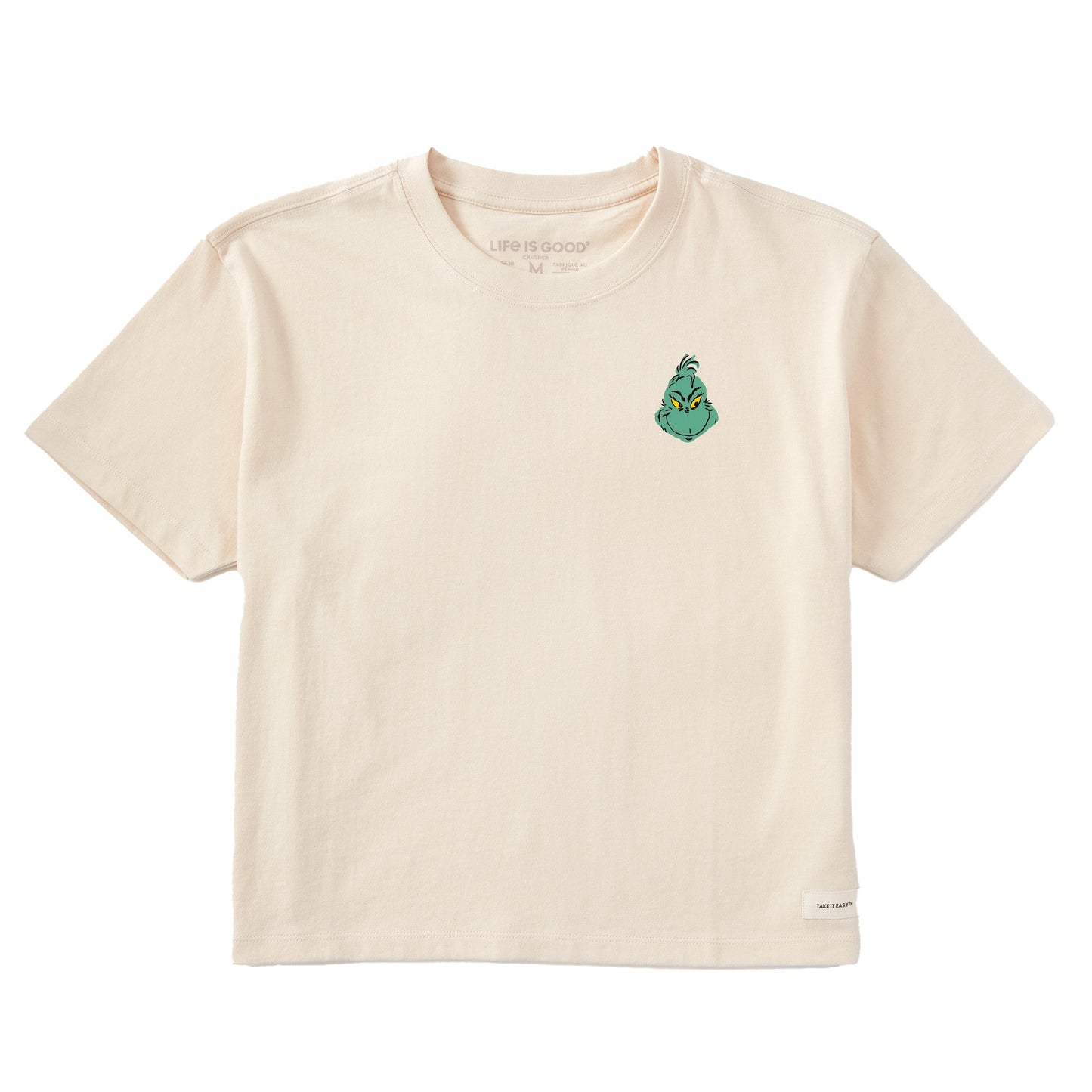 Women's Grinch Mini Face Short Sleeve Crusher Boxy Tee