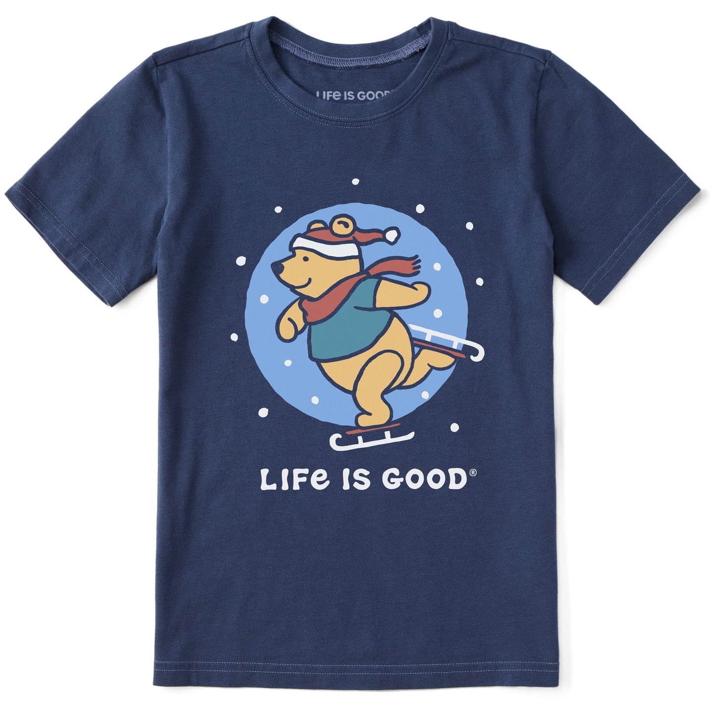 Kids Winnie Ice Skating Short Sleeve Crusher Tee