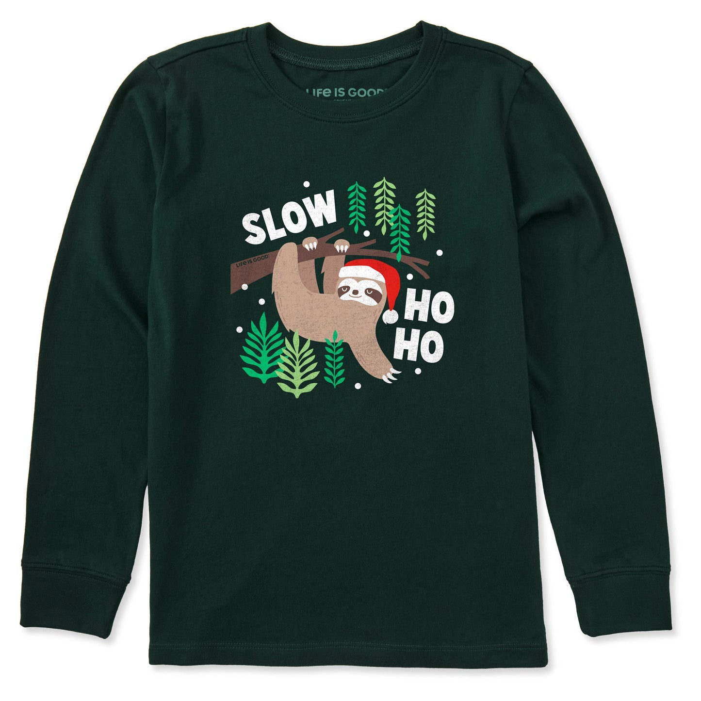Kids Slow Ho Ho Sloth Long Sleeve Crusher Tee