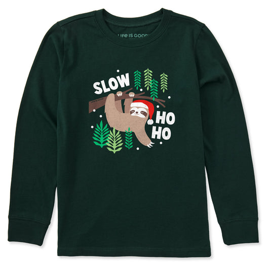 Kids Slow Ho Ho Sloth Long Sleeve Crusher Tee