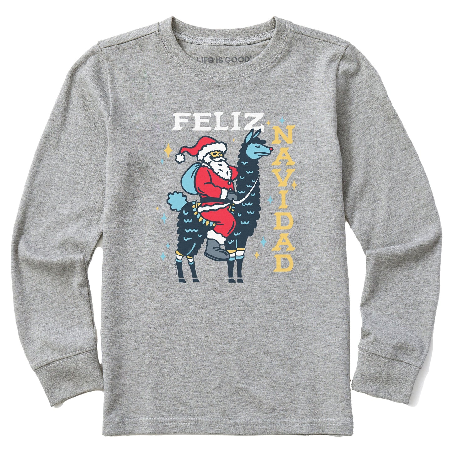 Kids Feliz Navidad Llama Long Sleeve Crusher Tee