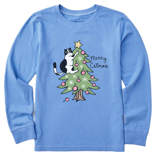 Kids Merry Catmas Climber Long Sleeve Crusher Tee