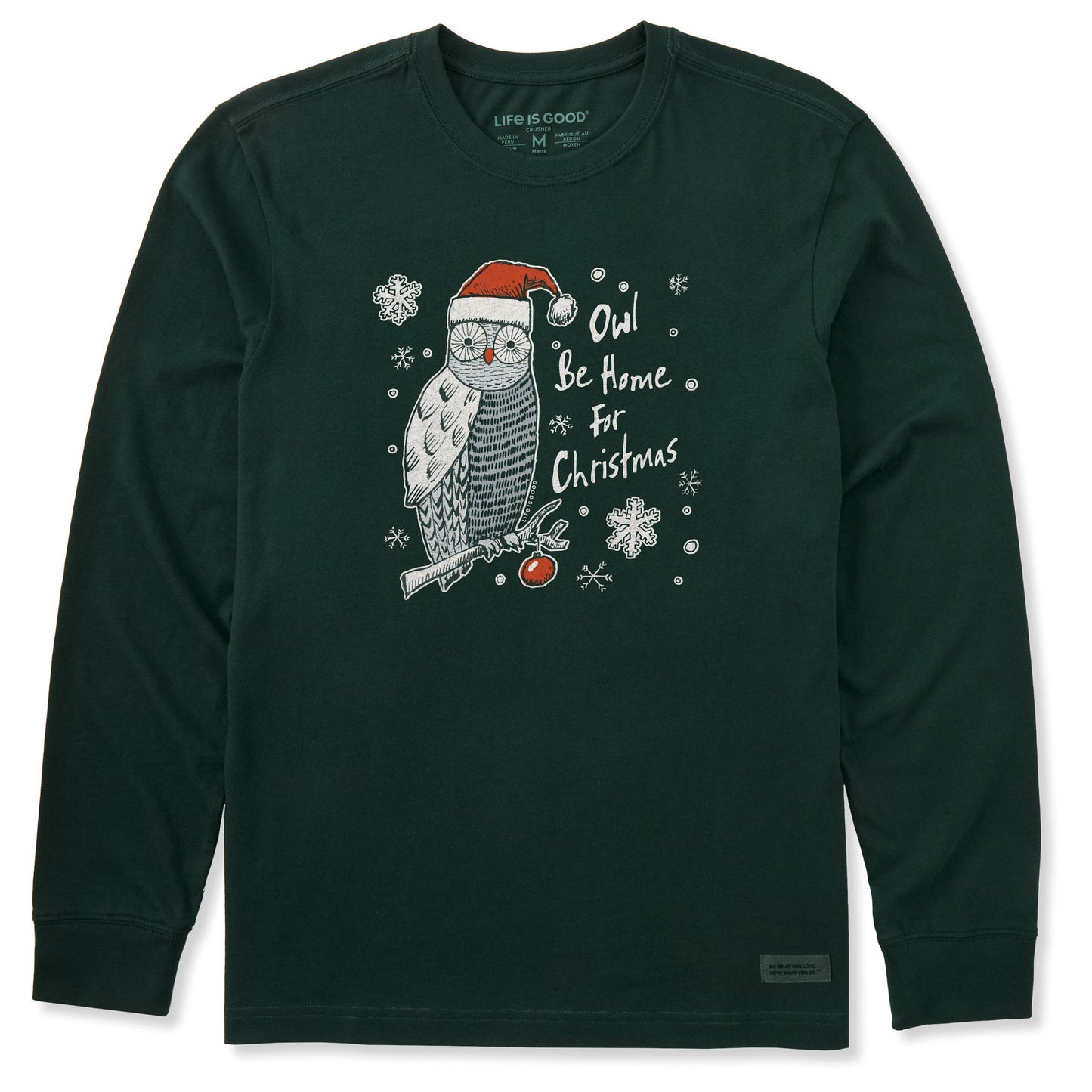 Men's Owl Be Home for Christmas Long Sleeve Crusher Tee
