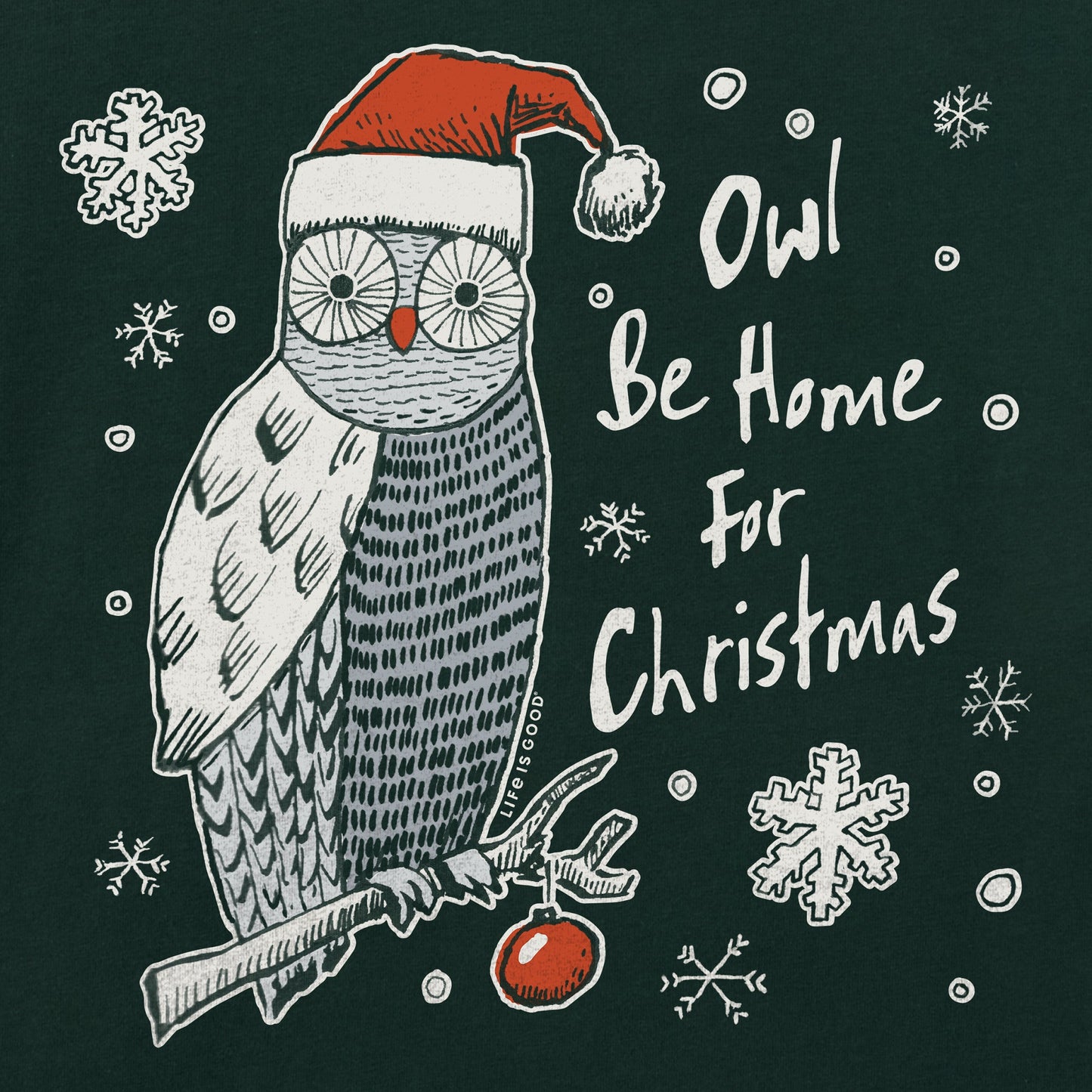 Men's Owl Be Home for Christmas Long Sleeve Crusher Tee