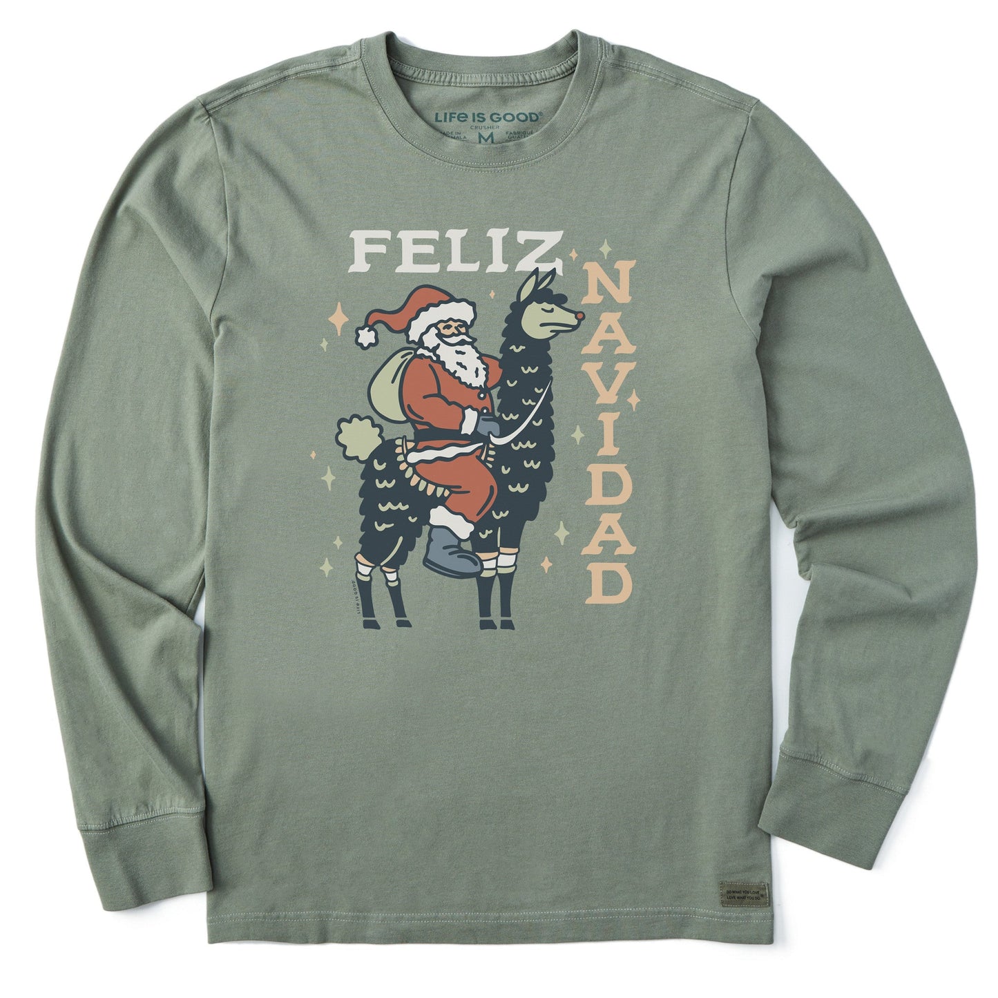 Men's Feliz Navidad Llama Long Sleeve Crusher Tee