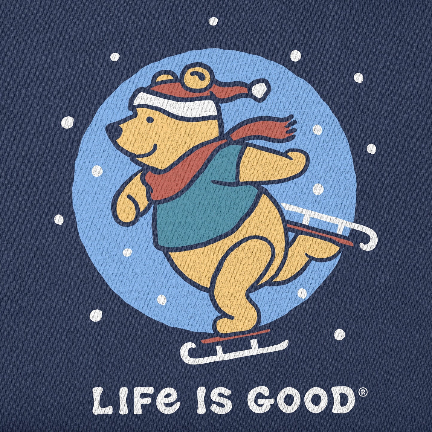 Toddler Winnie Ice Skating Short Sleeve Crusher Tee