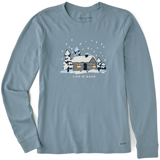 Women's Snowy Cabin in the Woods Long Sleeve Crusher Tee