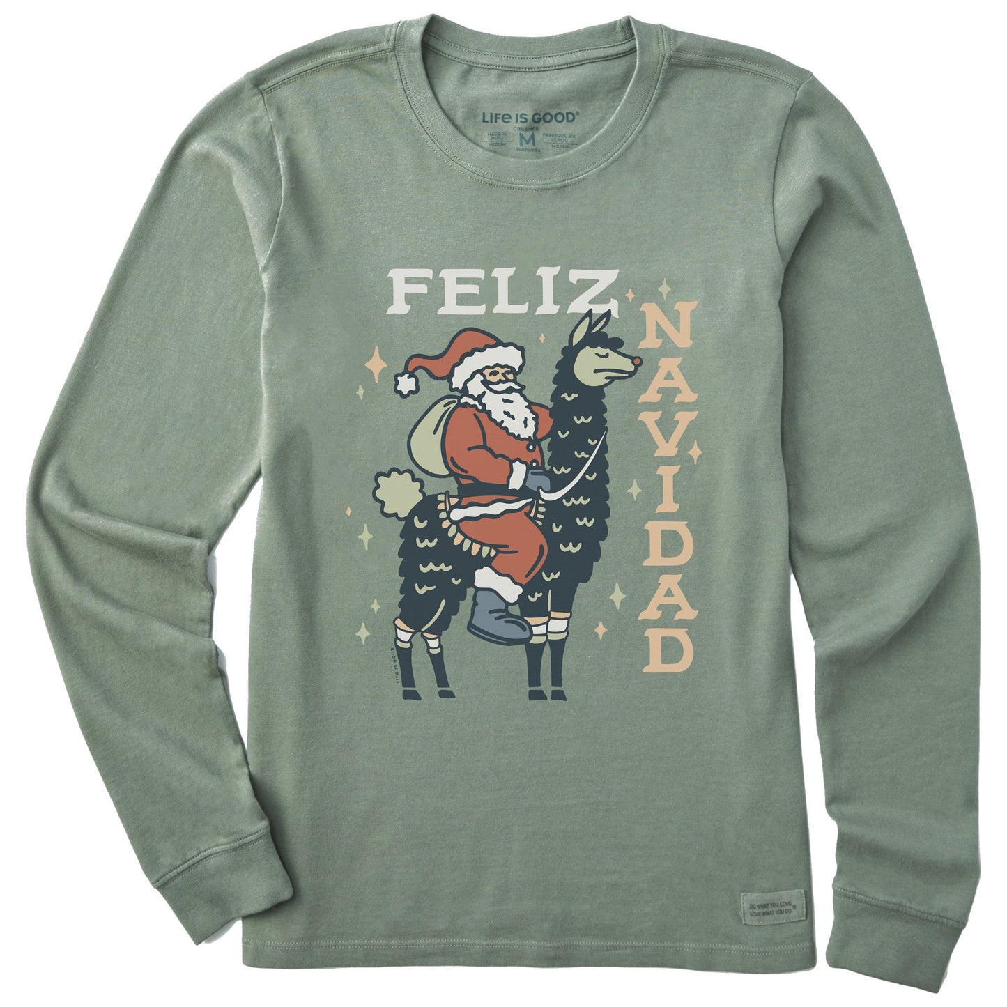 Women's Feliz Navidad Llama Long Sleeve Crusher Tee