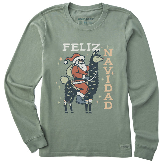 Women's Feliz Navidad Llama Long Sleeve Crusher Tee