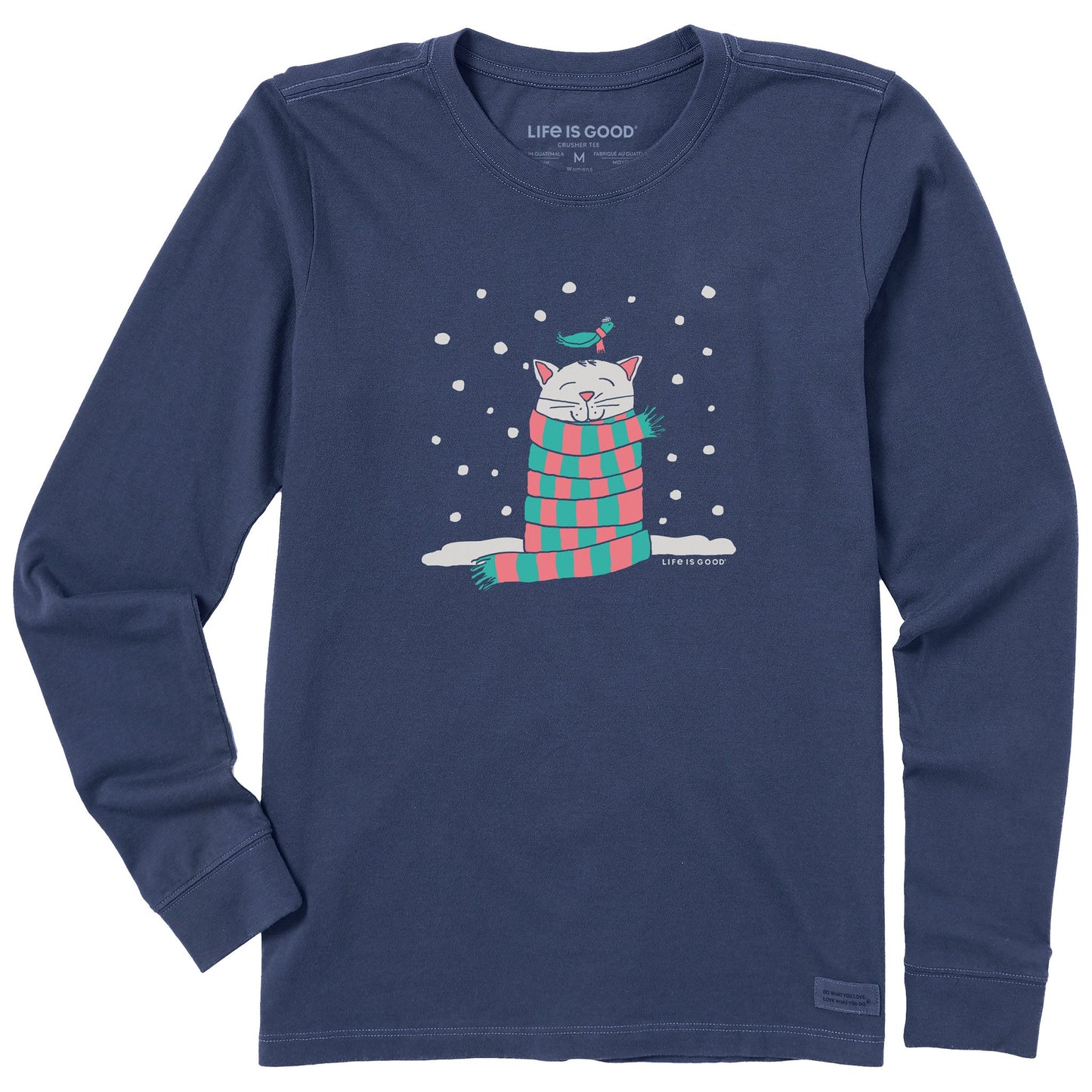 Women's Cozy Cat in the Snow Long Sleeve Crusher Tee