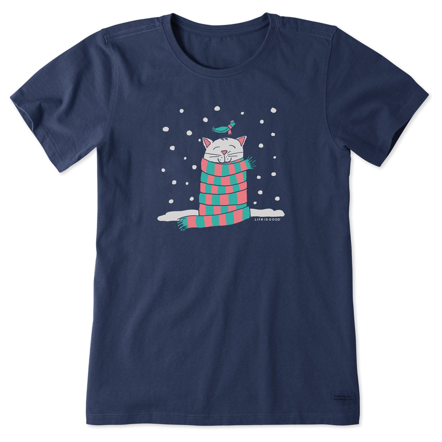 Women's Cozy Cat in the Snow Short Sleeve Crusher Tee