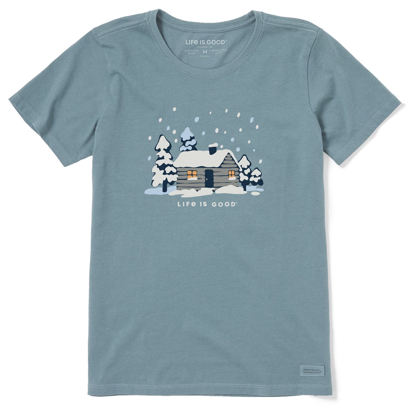 Women's Snowy Cabin in the Woods Short Sleeve Crusher Tee