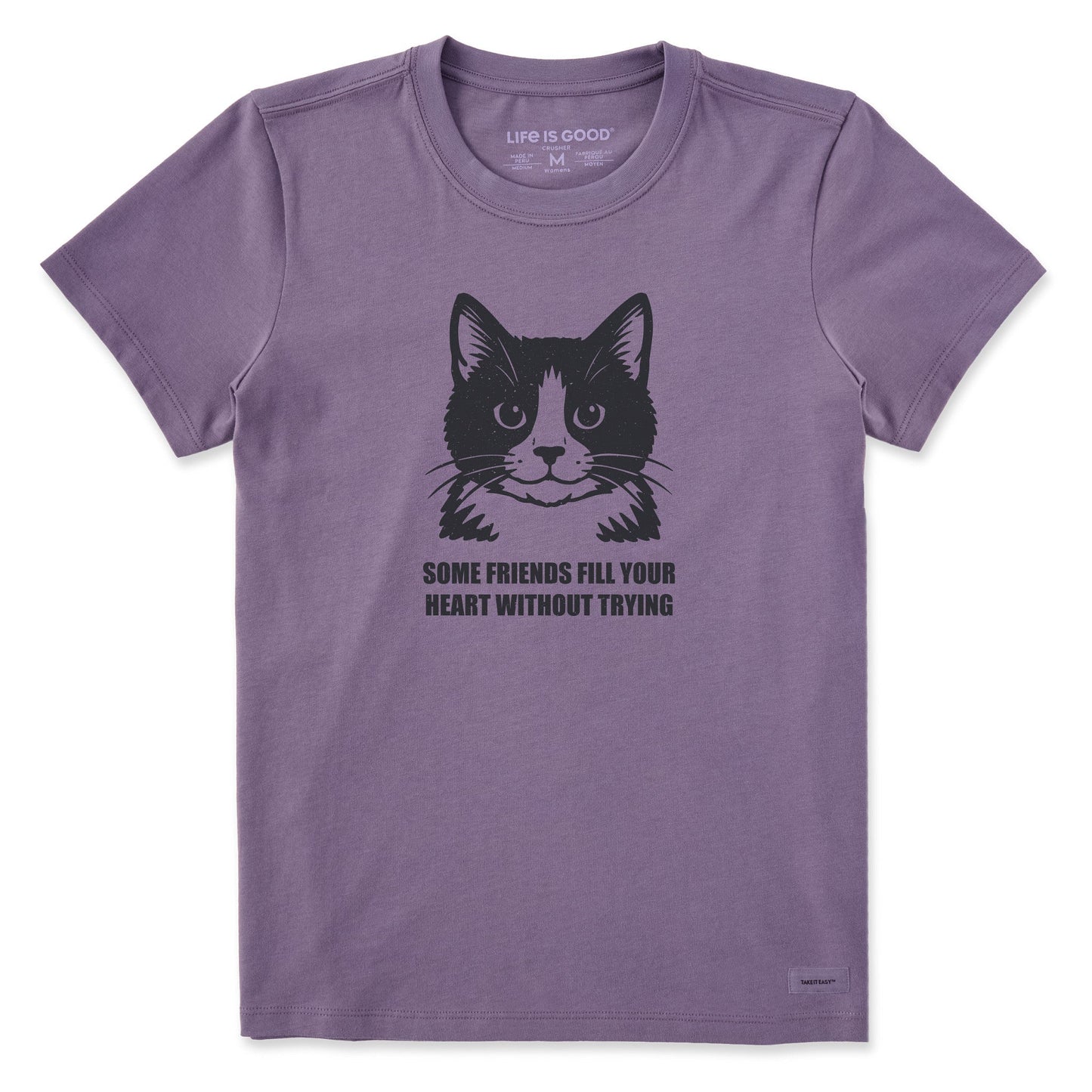 Women's Bert's Fill Your Heart Tuxedo Cat Short Sleeve Crusher Tee