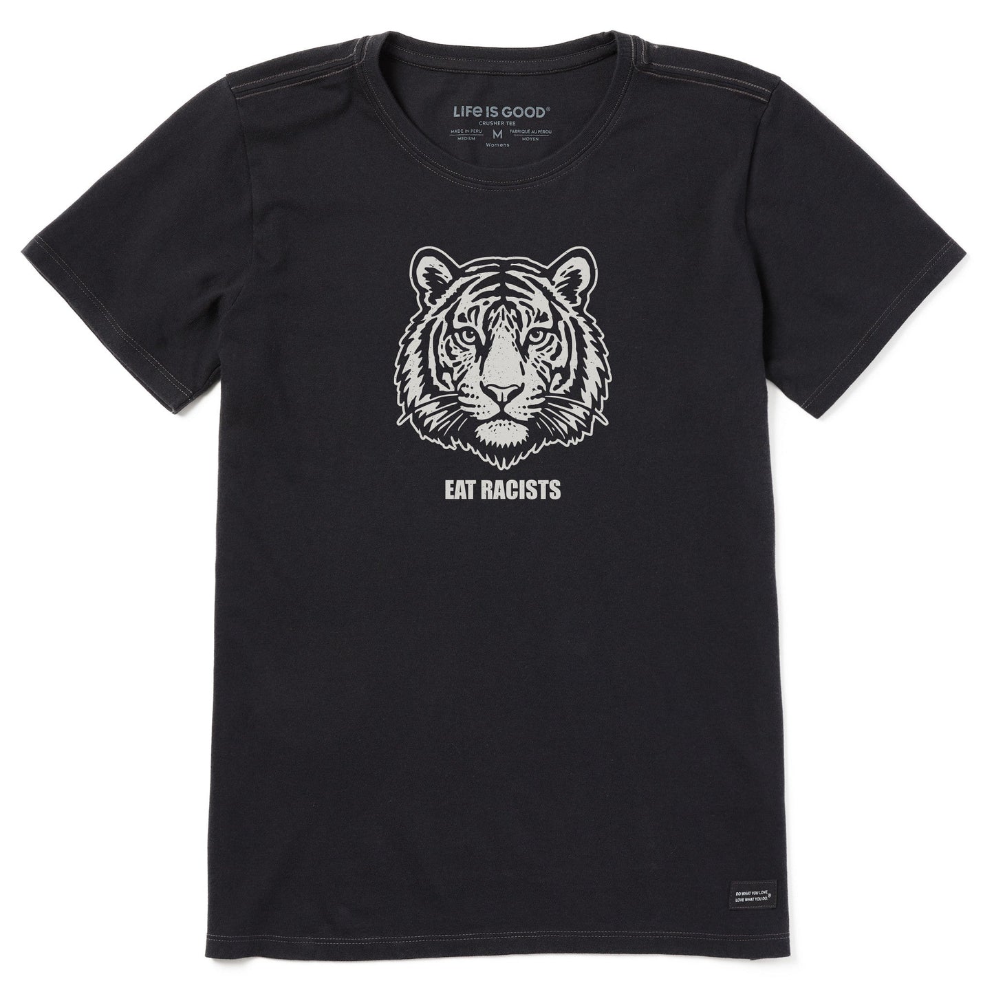 Women's Bert's Eat Racists Tiger Short Sleeve Crusher Tee