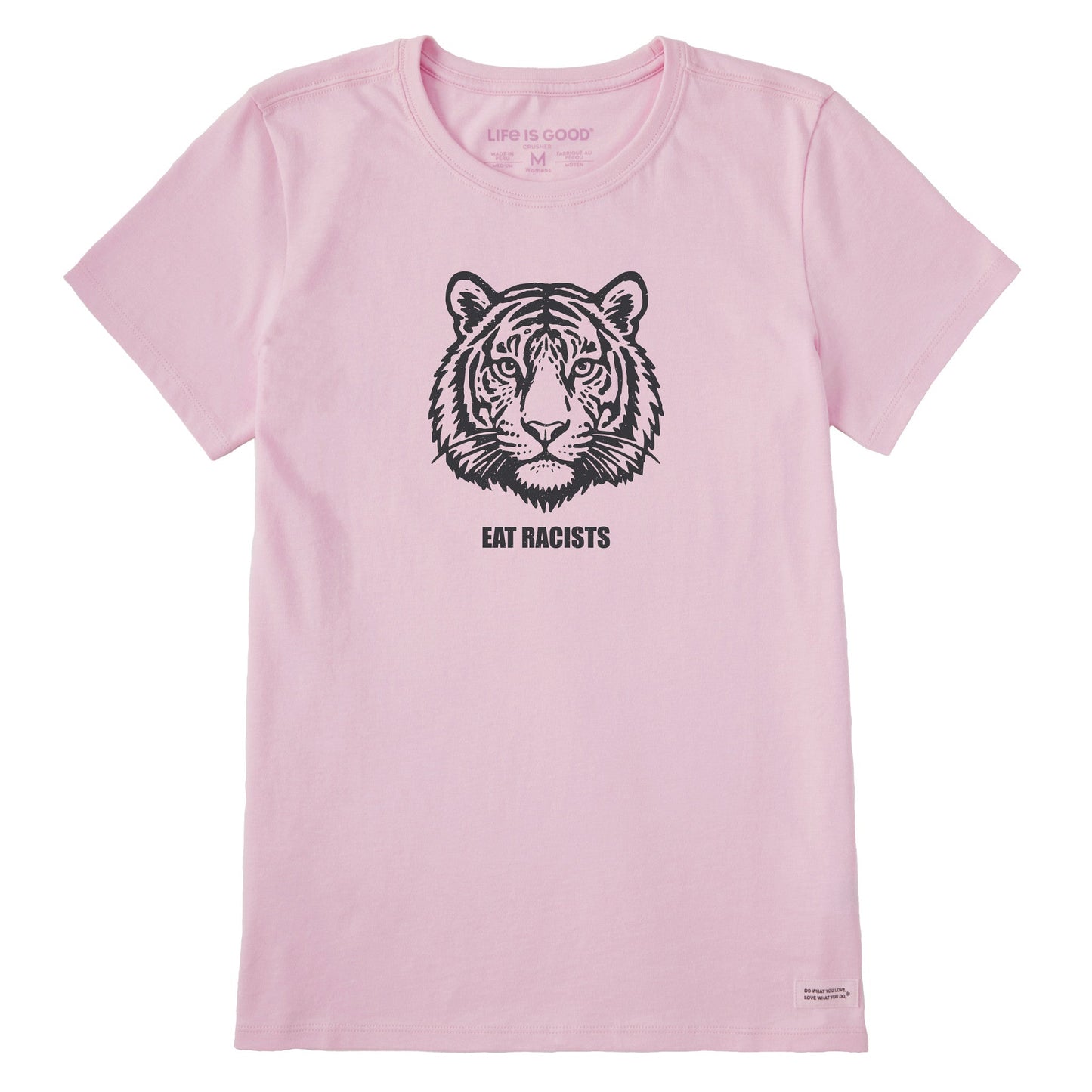Women's Bert's Eat Racists Tiger Short Sleeve Crusher Tee