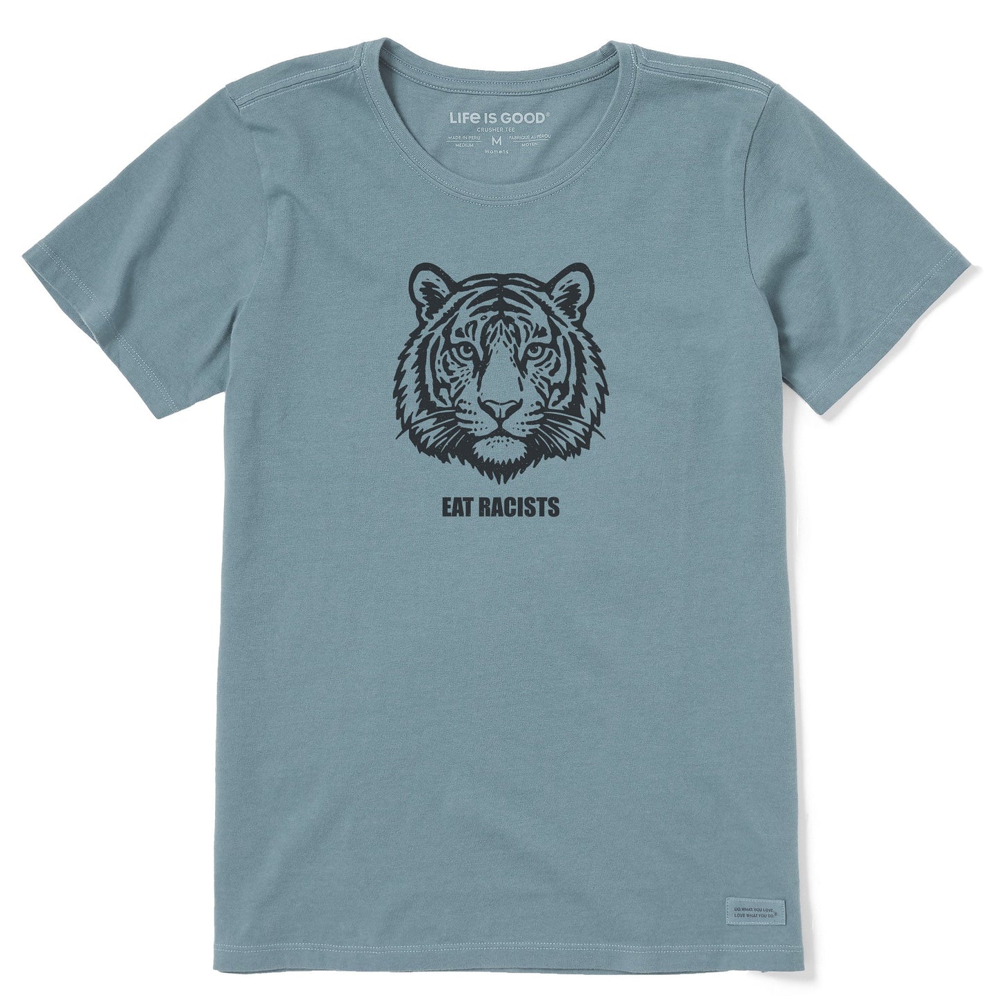Women's Bert's Eat Racists Tiger Short Sleeve Crusher Tee