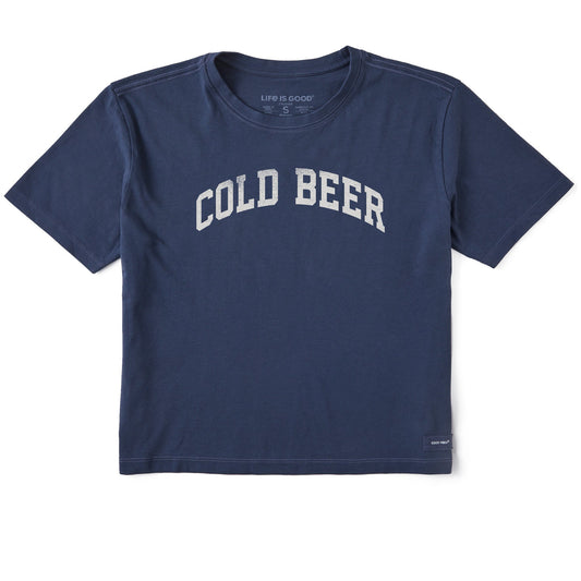 Women's Cold Beer Arch Short Sleeve Crusher Boxy Tee