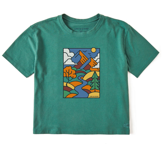 Women's What a Mountain Scene Short Sleeve Crusher Boxy Tee