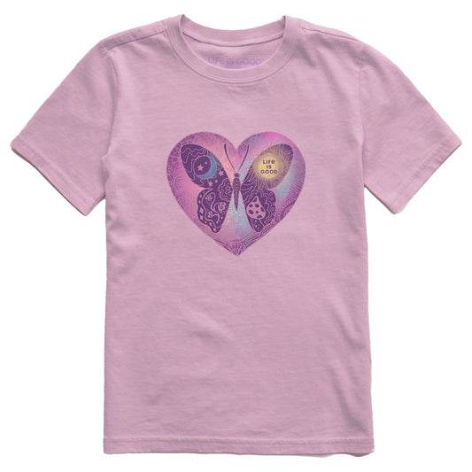 Kids Butterfly in Heart Short Sleeve Crusher Tee