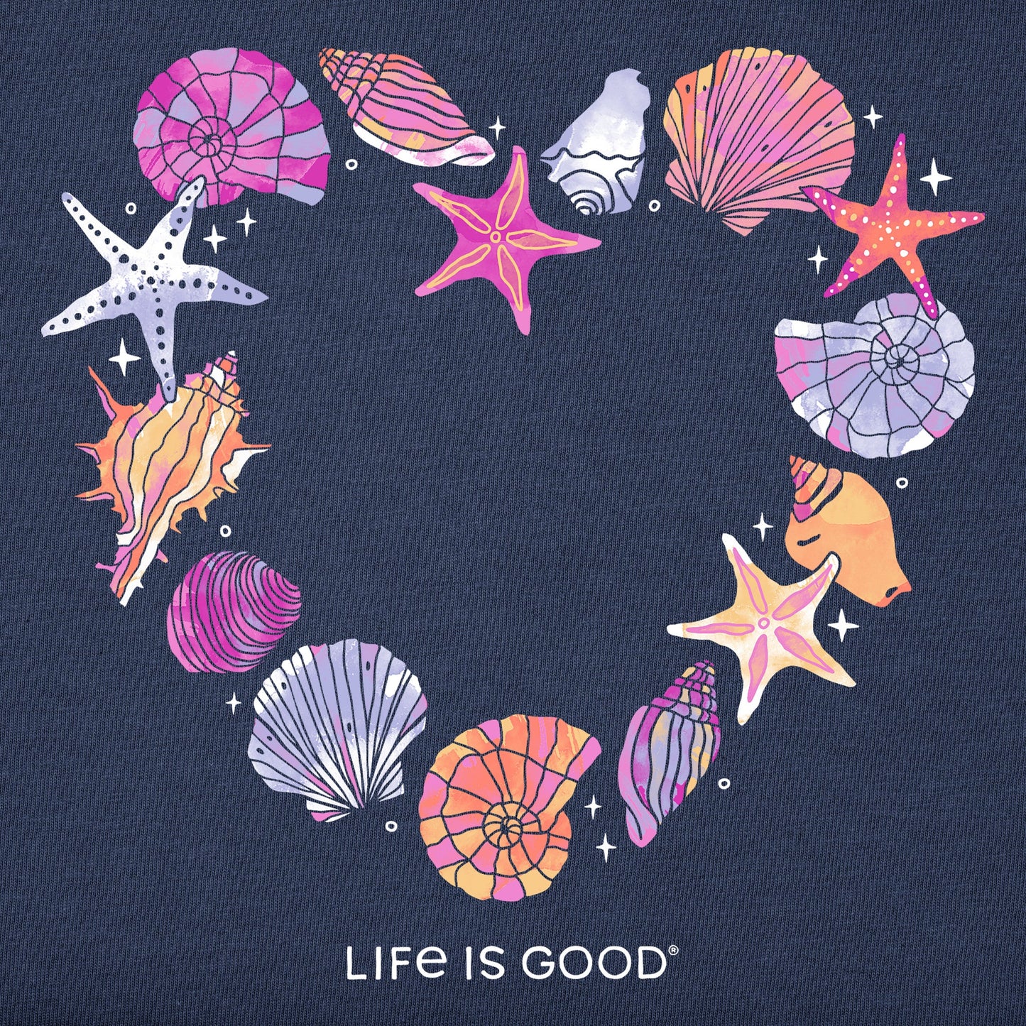 Women's Seashell Heart Long Sleeve Crusher Vee