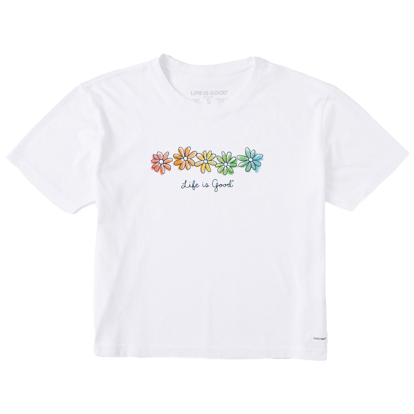 Women's Spectrum Daisies Short Sleeve Crusher Boxy Tee