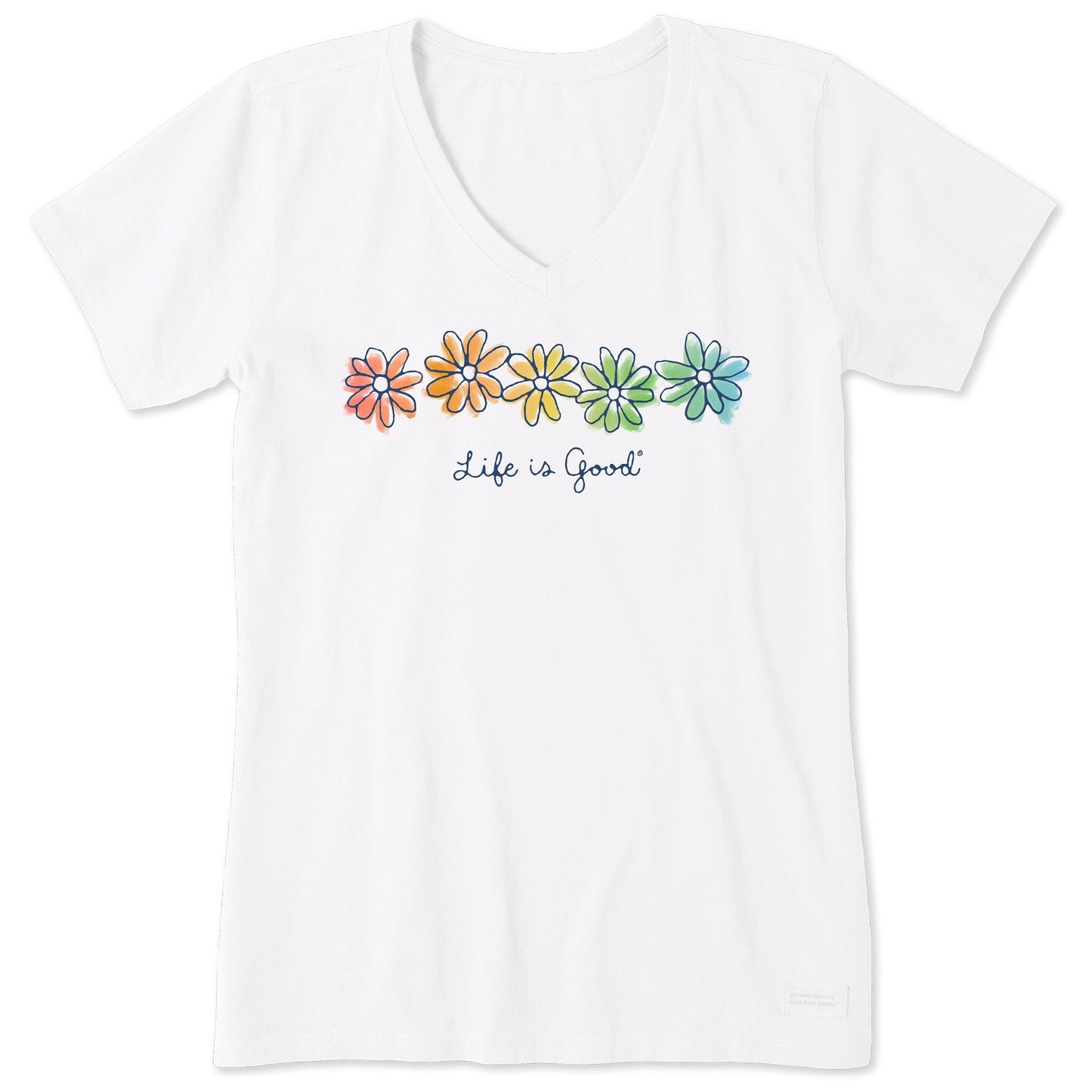 Women's Spectrum Daisies Short Sleeve Vee