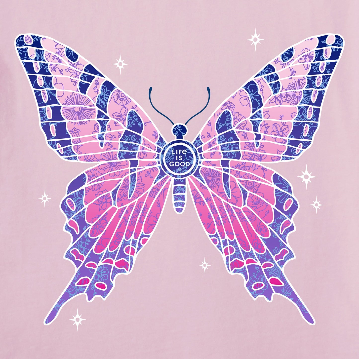 Women's Sparkling Butterfly Short Sleeve Vee