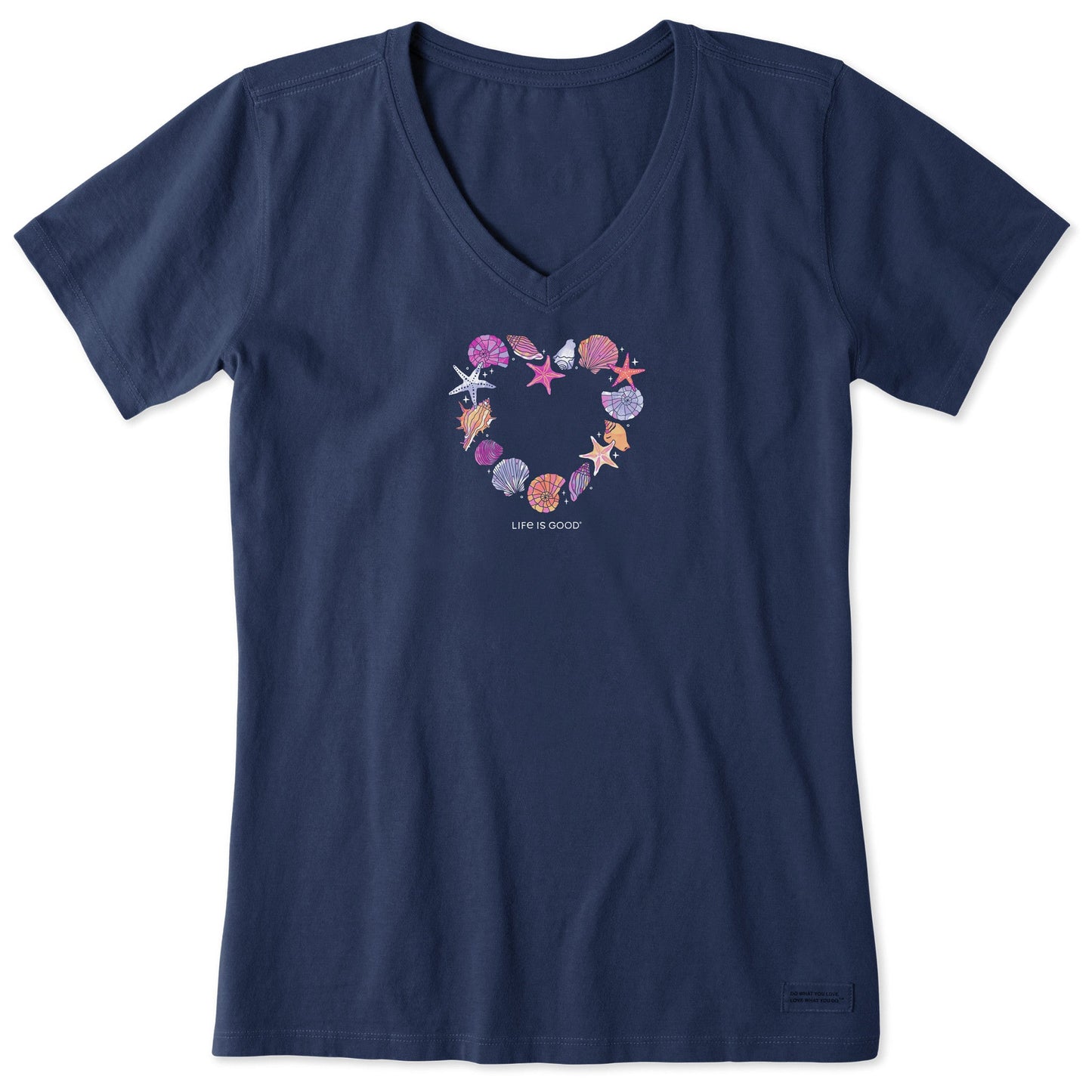 Women's Seashell Heart Short Sleeve Crusher Vee