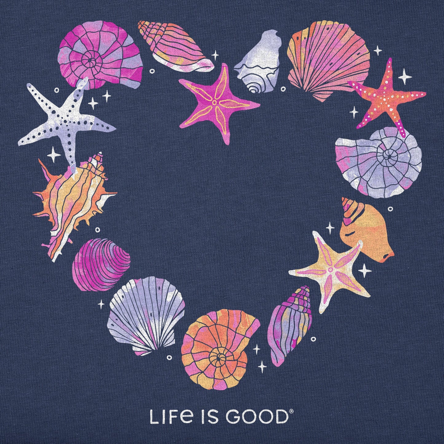 Women's Seashell Heart Short Sleeve Crusher Vee